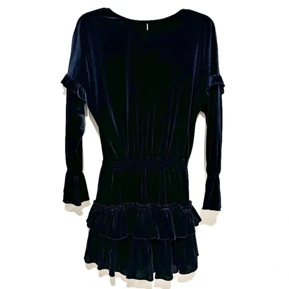 MISA Los Angeles | Lorena Blue Velvet Long Sleeve Ruffle Mini Dress Size XS NWT - Picture 5 of 10